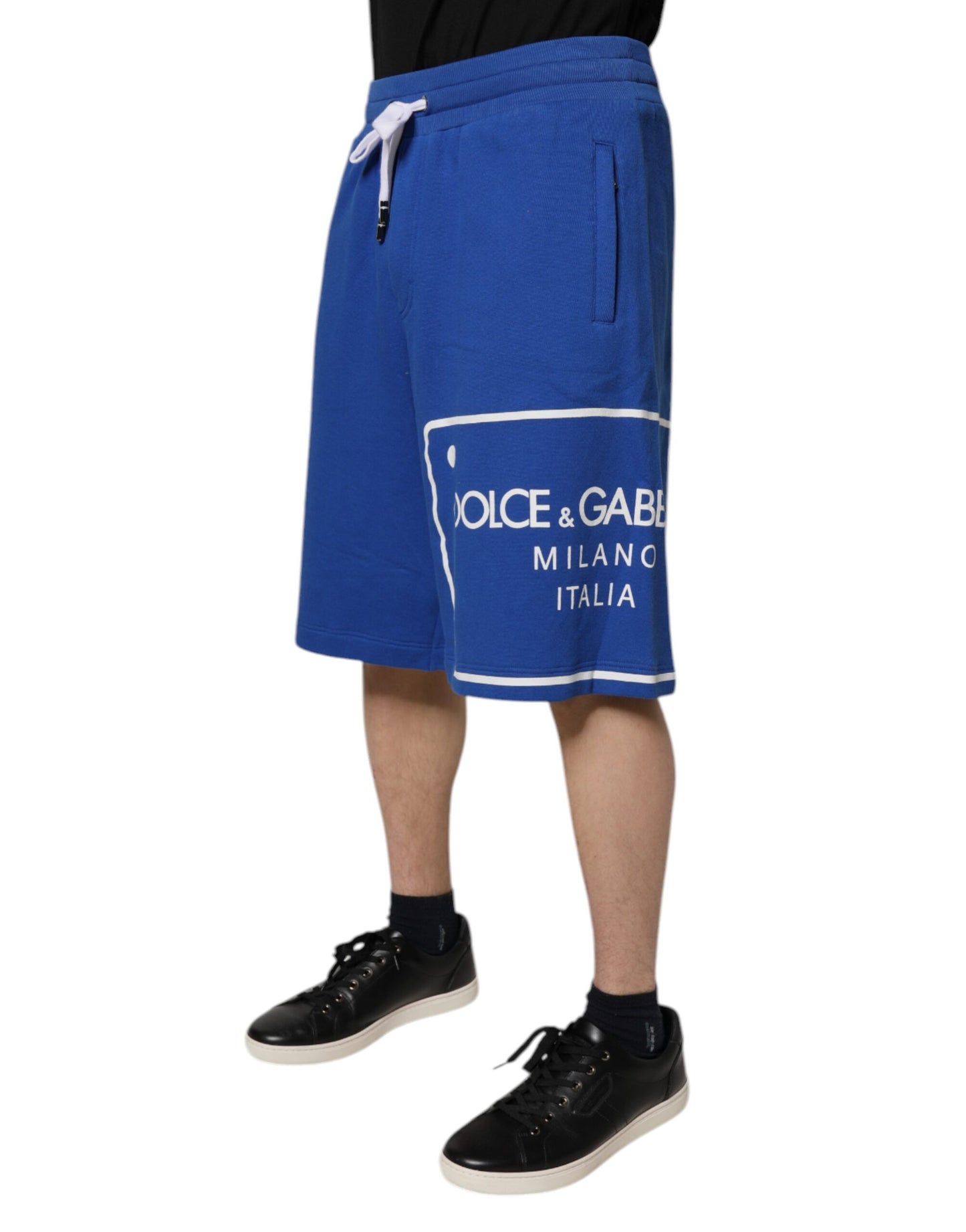 Dolce &amp; Gabbana – Blaue Bermuda-Sweatshorts aus Baumwolle mit Logo