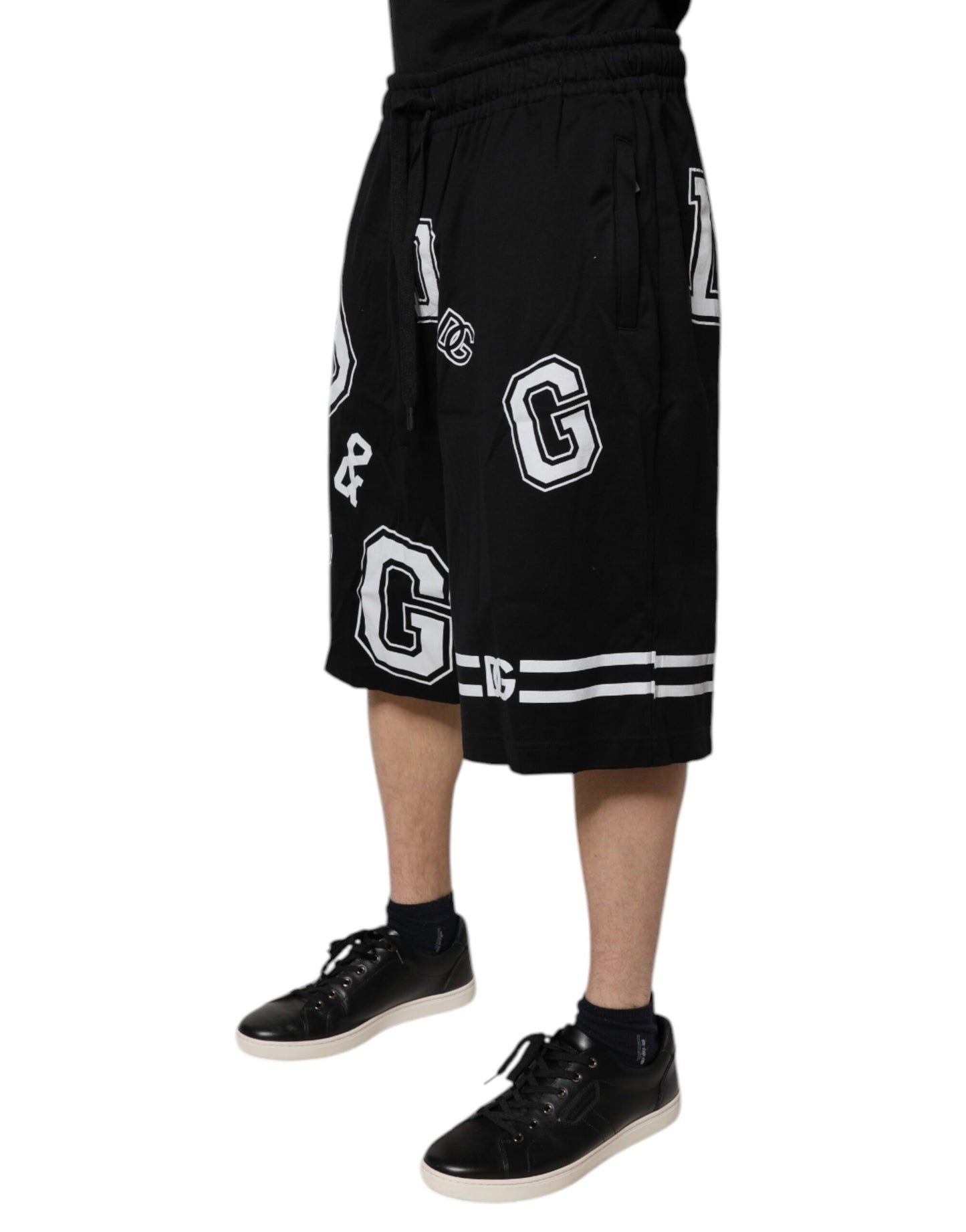 Dolce &amp; Gabbana – Schwarze Bermuda-Sweatshorts aus Baumwolle mit Logo