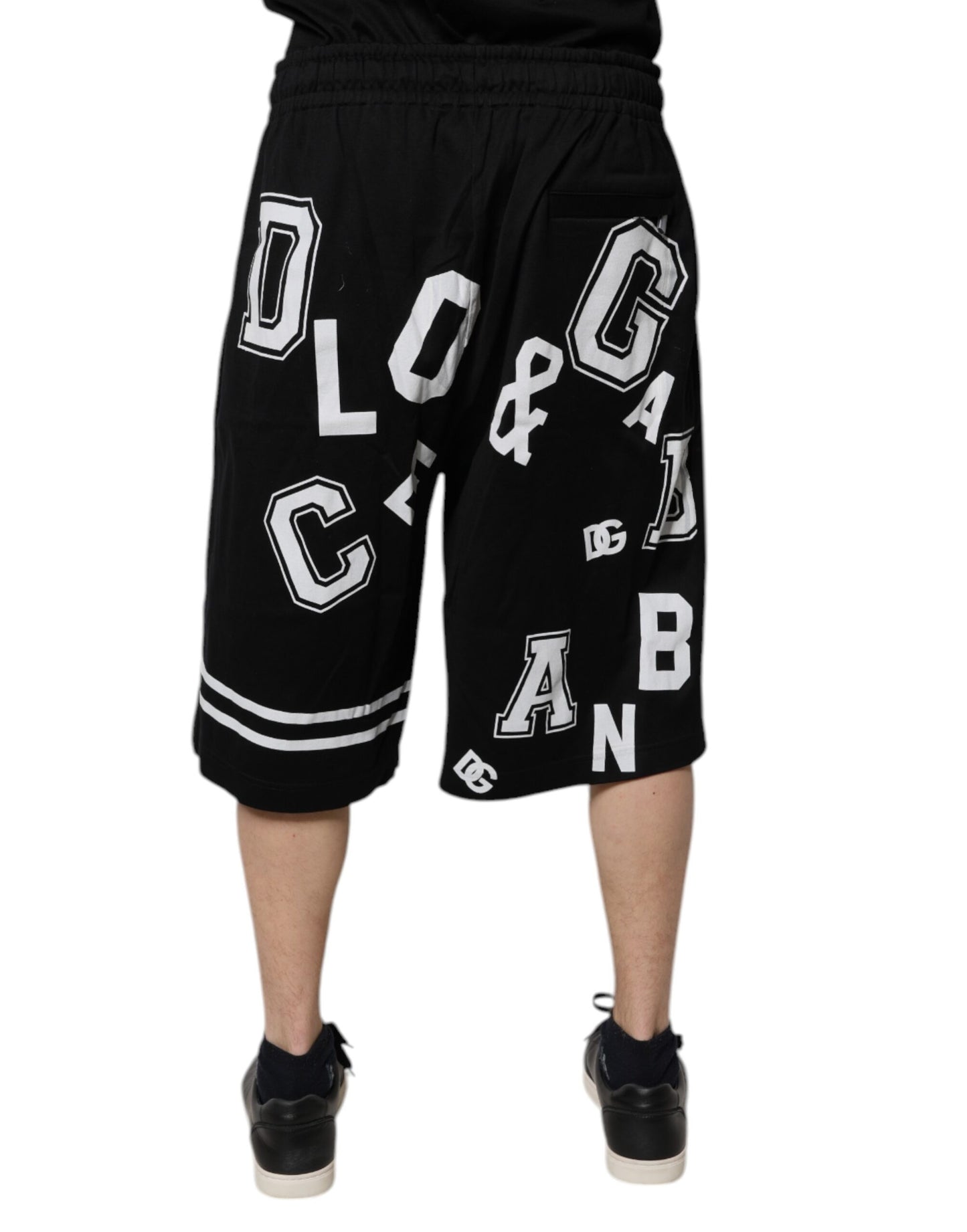 Dolce &amp; Gabbana – Schwarze Bermuda-Sweatshorts aus Baumwolle mit Logo