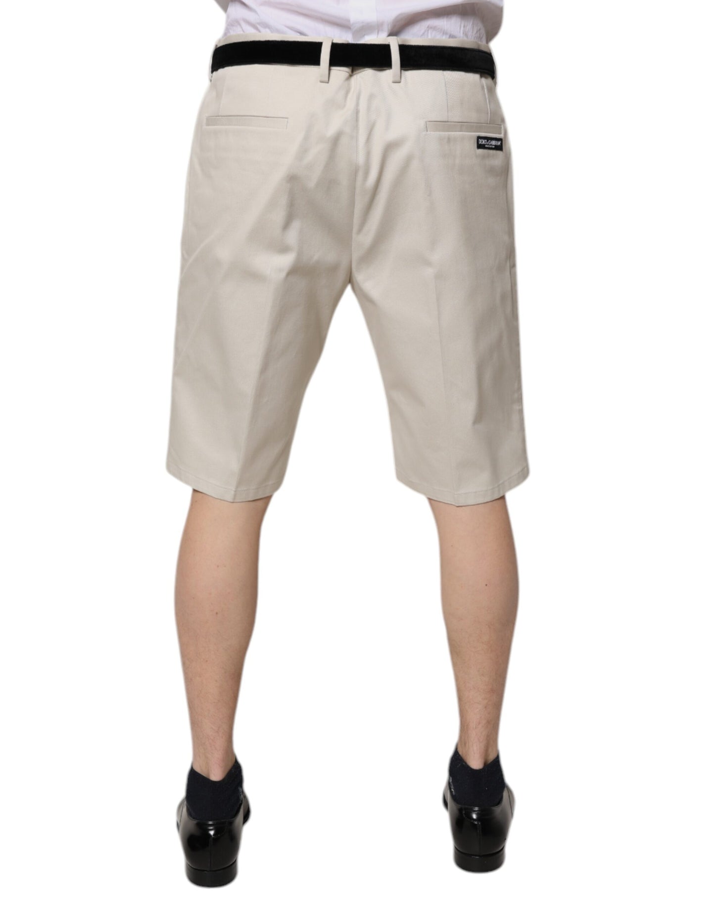 Dolce &amp; Gabbana – Beige Bermudashorts aus Baumwollstretch mit mittlerer Taille