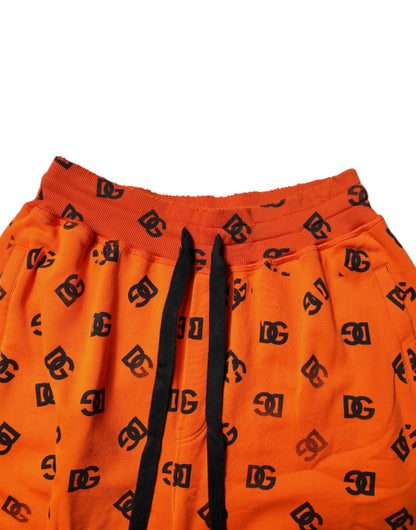 Dolce &amp; Gabbana – Orangefarbene Bermudashorts aus Baumwolle mit Logo-Monogramm