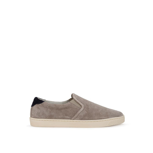 Brunello Cucinelli Beige Leder Slipper zum Reinschlüpfen