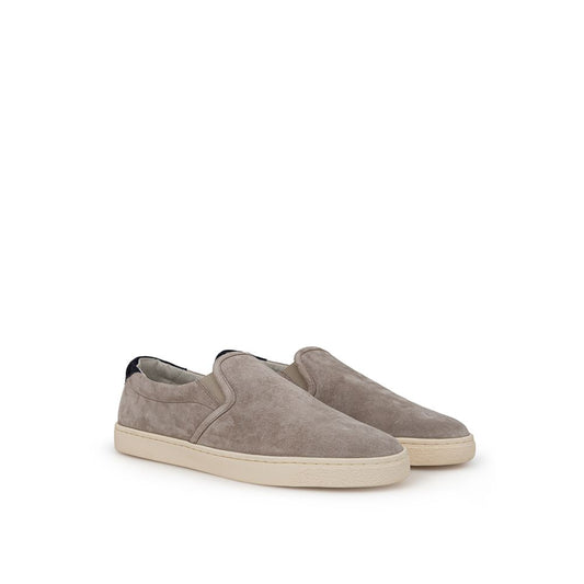 Brunello Cucinelli Beige Leder Slipper zum Reinschlüpfen