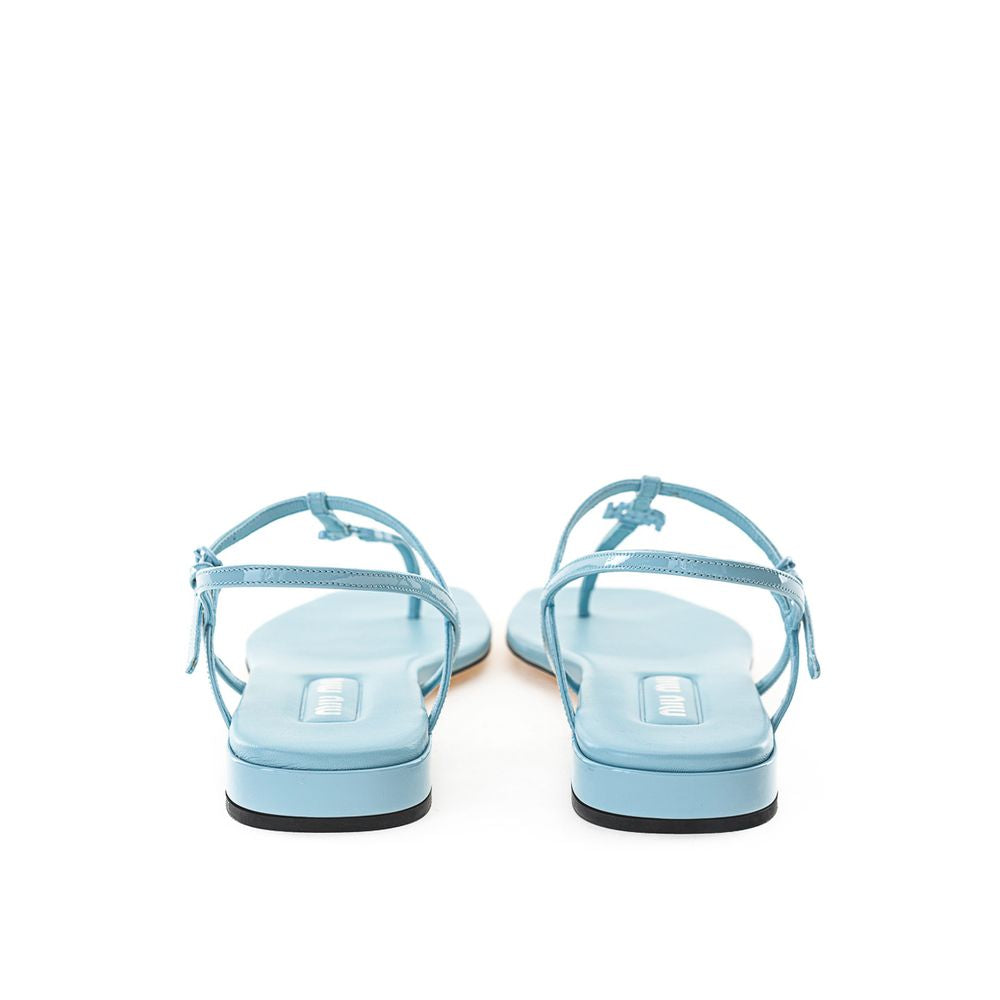 Miu Miu Zehentrenner-Sandalen aus blauem Lackleder