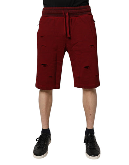 Dolce &amp; Gabbana Bordeaux Baumwolle Bermuda Herren Sweatshorts Shorts