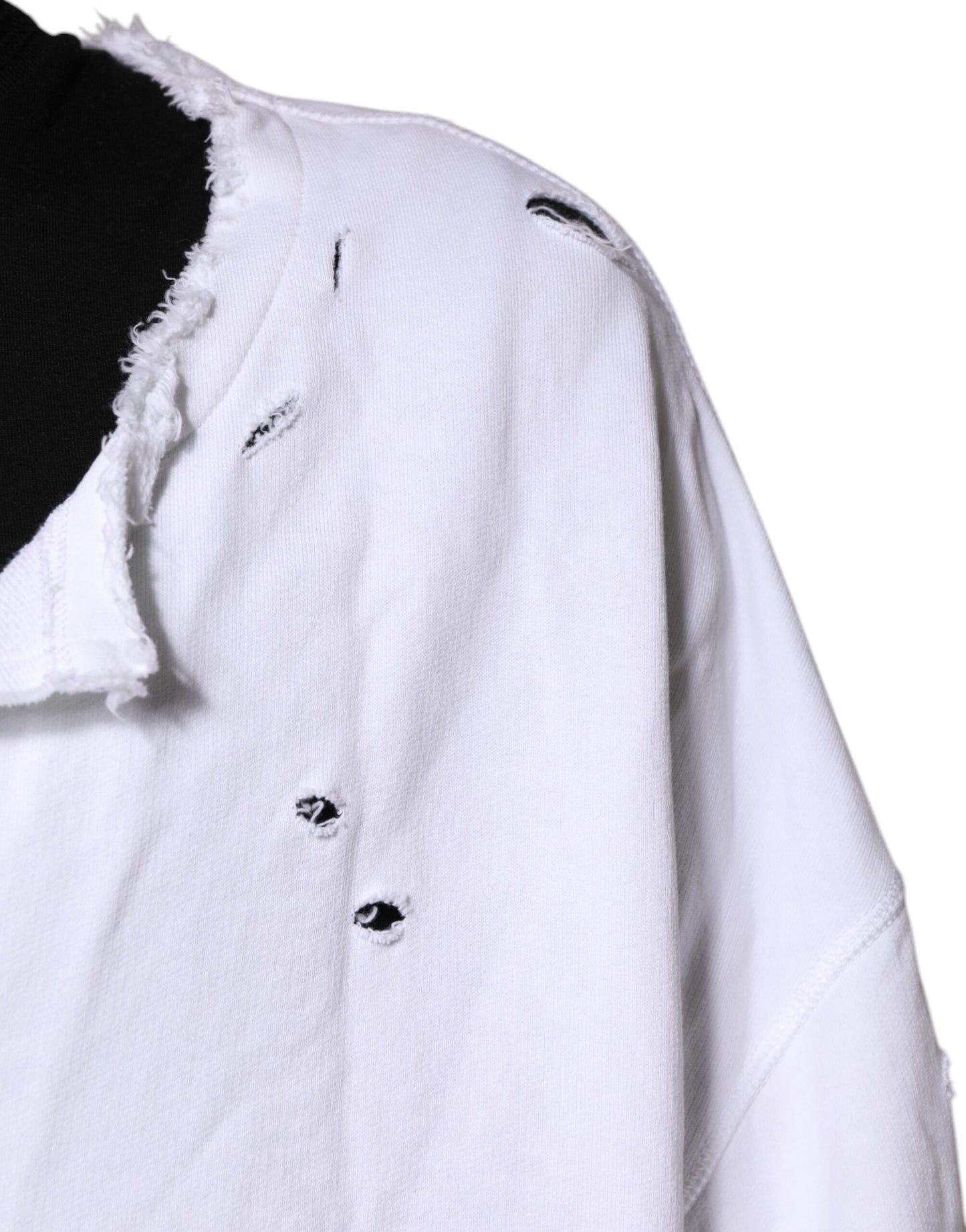 Dolce & Gabbana White Cotton Men Pullover Sweatshirt Sweater