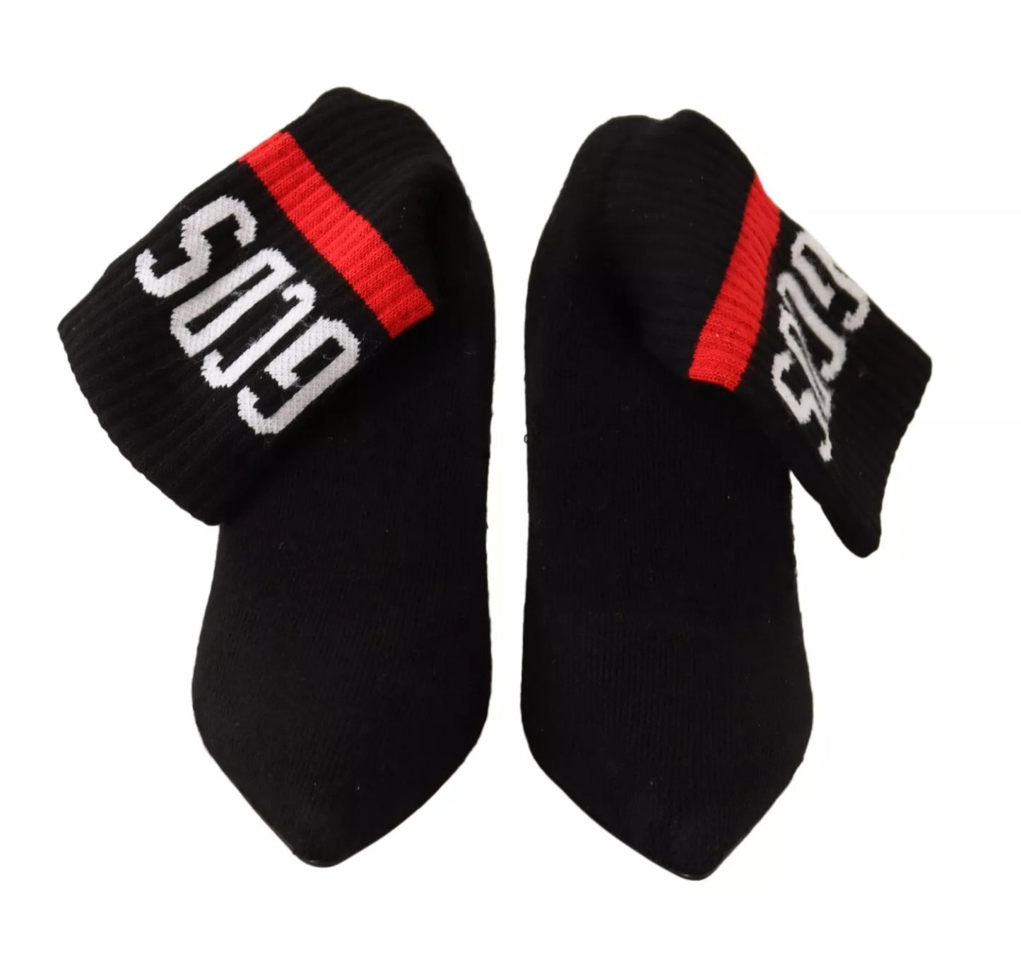 GCDS – Schwarze Wildleder-Stiefeletten mit Logo und Blockabsatz