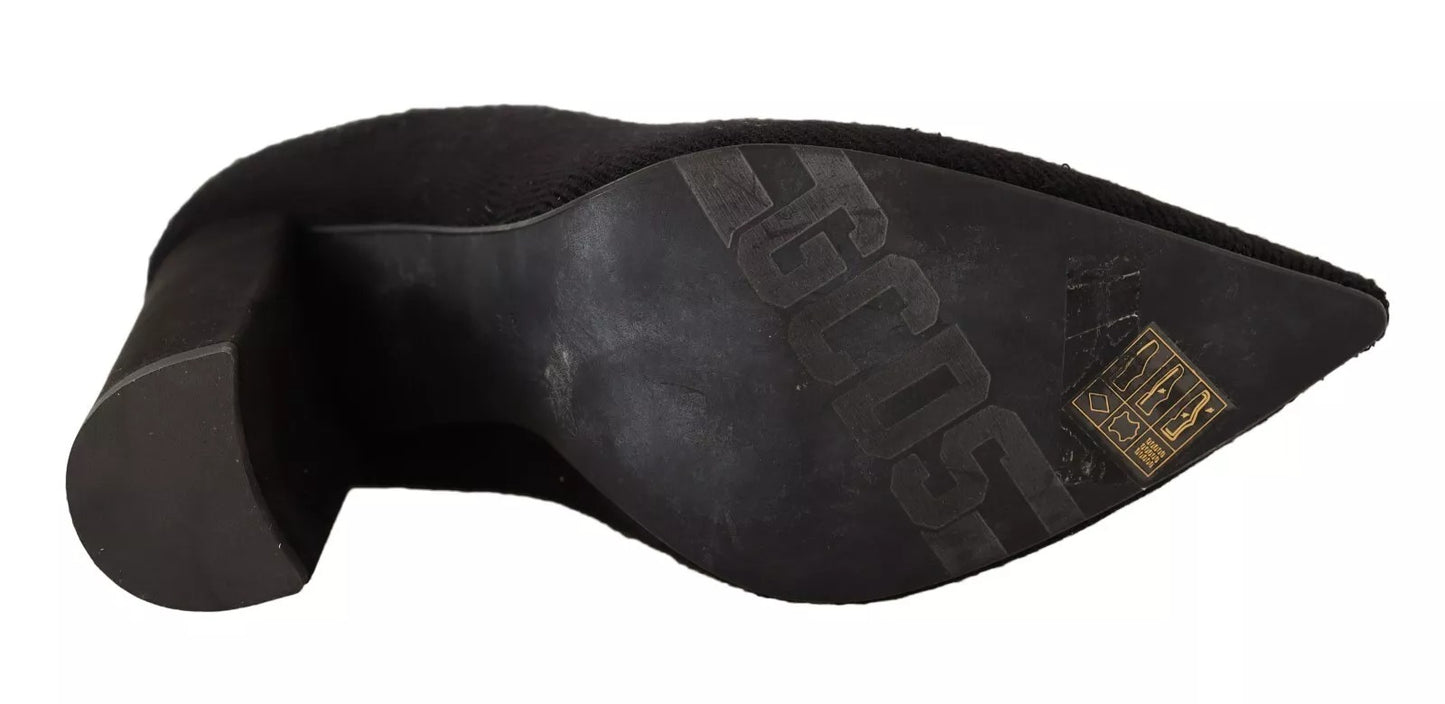 GCDS – Schwarze Wildleder-Stiefeletten mit Logo und Blockabsatz