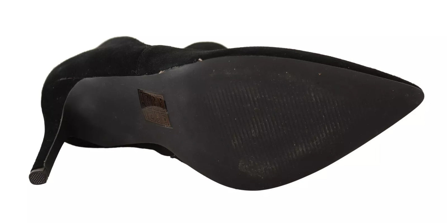 Steve Madden – Schwarze Stiefel aus Wildleder mit Stilettoabsatz