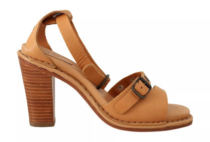 See By Chloé Braune Sandalen aus Leder mit Knöchelriemen und Nieten