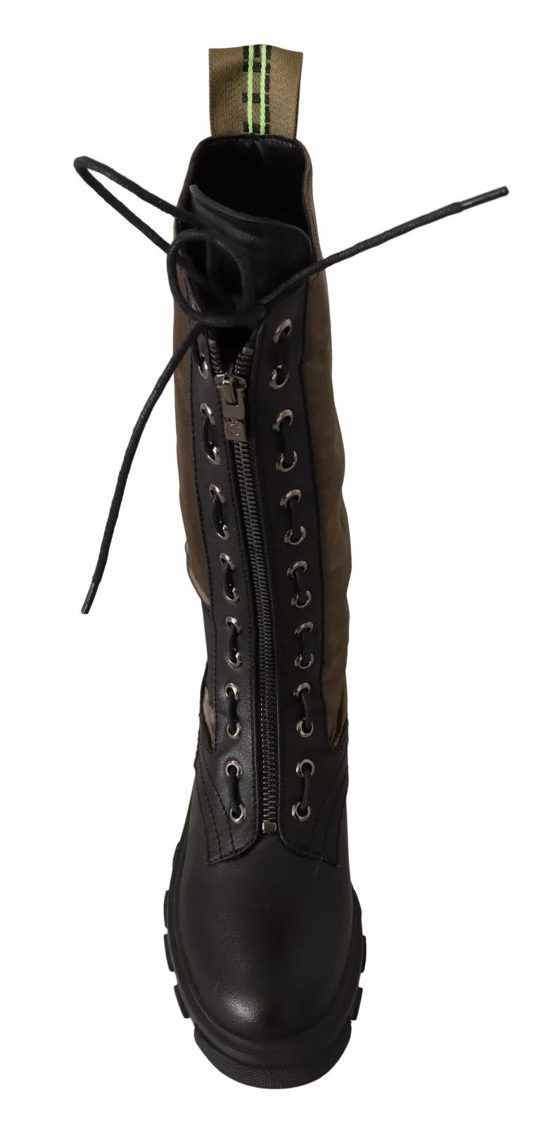Gaelle Schwarz-Grün Hohe Kampfstiefel Schnürstiefel Militärschuhe