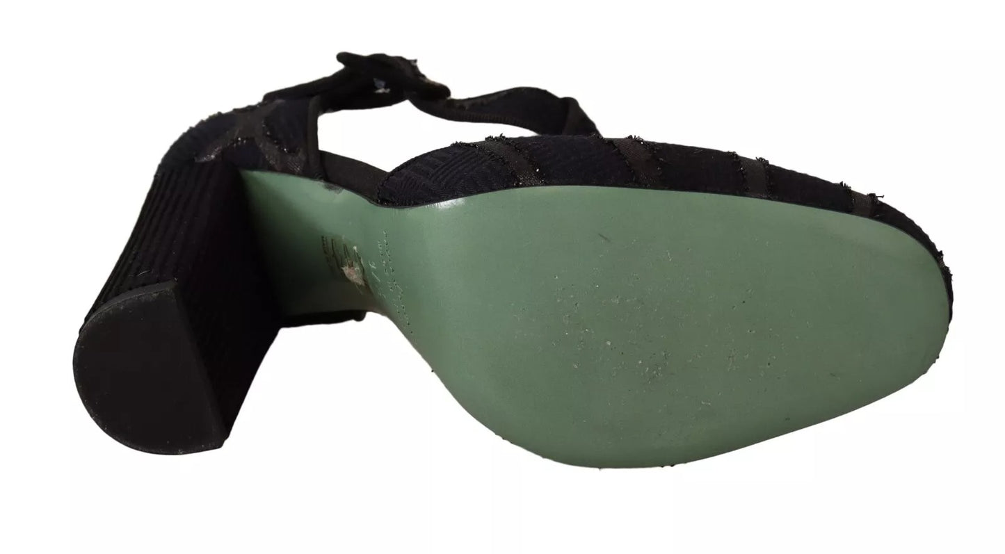 Paola D'Arcano – Sandalen mit Blockabsatz aus schwarzem Wildleder