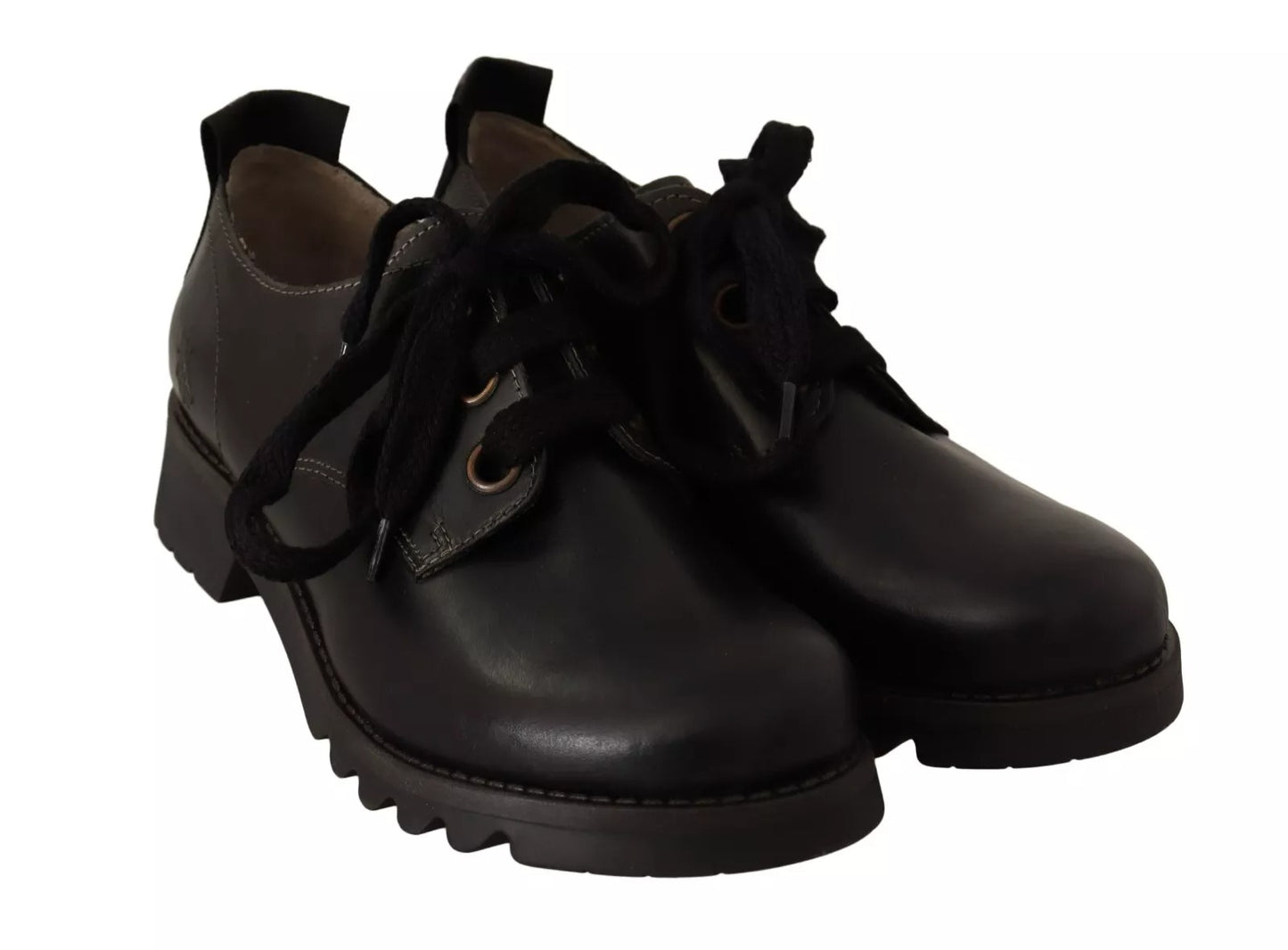 FLY LONDON Damen Oxford-Schuhe mit Schnürung, niedriges Leder, Schwarz