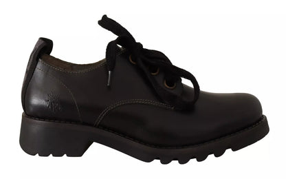 FLY LONDON Damen Oxford-Schuhe mit Schnürung, niedriges Leder, Schwarz