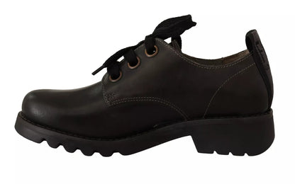 FLY LONDON Damen Oxford-Schuhe mit Schnürung, niedriges Leder, Schwarz
