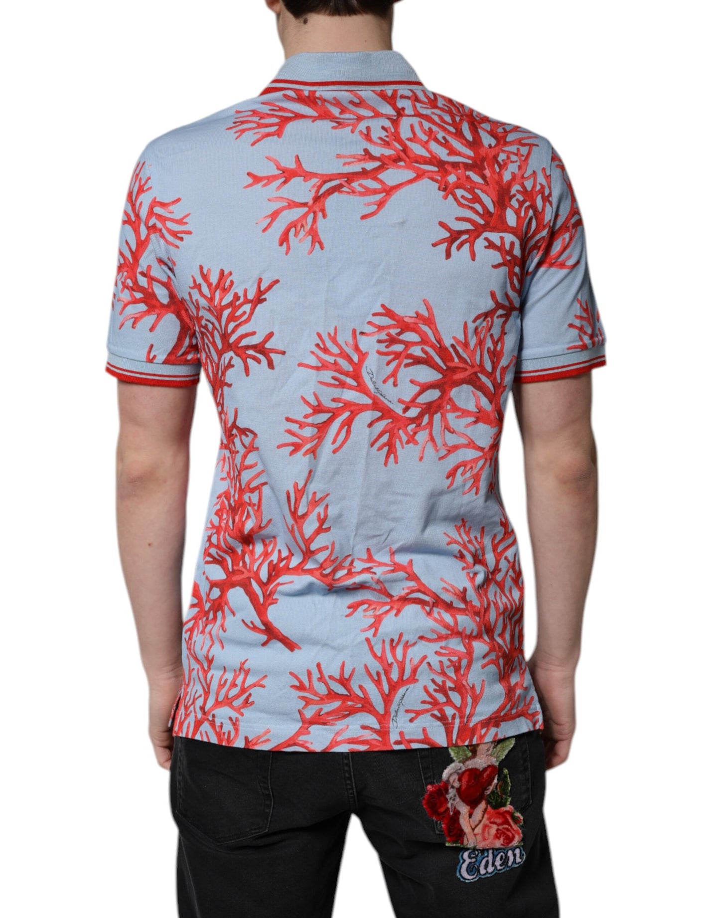 Dolce & Gabbana Light Blue Coral Cotton Polo Shirt T-shirt