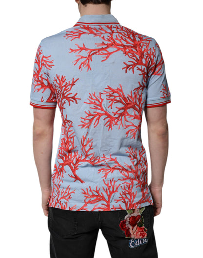 Dolce & Gabbana Light Blue Coral Cotton Polo Shirt T-shirt