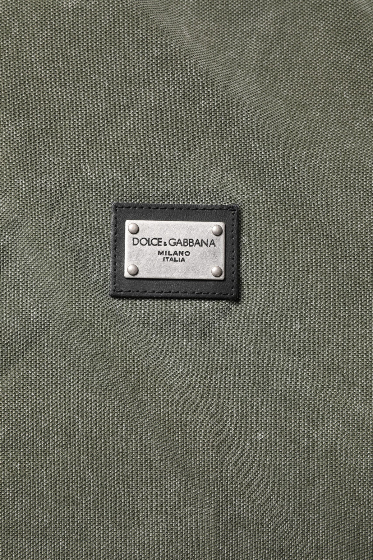 Dolce &amp; Gabbana – Poloshirt aus Baumwolle mit Logo-Plakette in Armeegrün