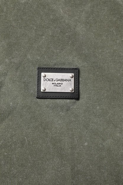 Dolce &amp; Gabbana – Poloshirt aus Baumwolle mit Logo-Plakette in Armeegrün
