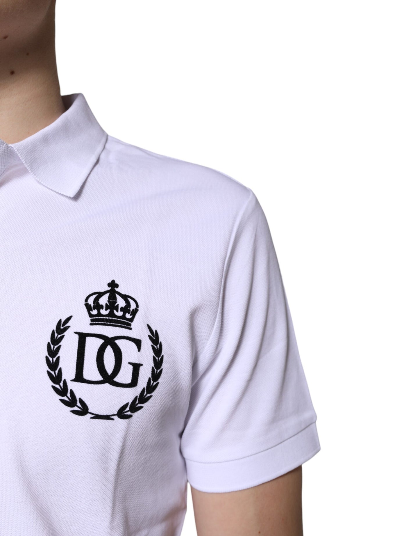 Dolce &amp; Gabbana – Weißes Poloshirt aus Baumwolle mit Kronenkragen für Herren