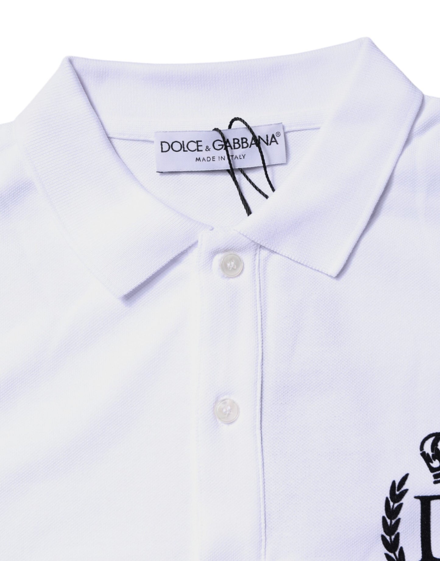 Dolce &amp; Gabbana – Weißes Poloshirt aus Baumwolle mit Kronenkragen für Herren