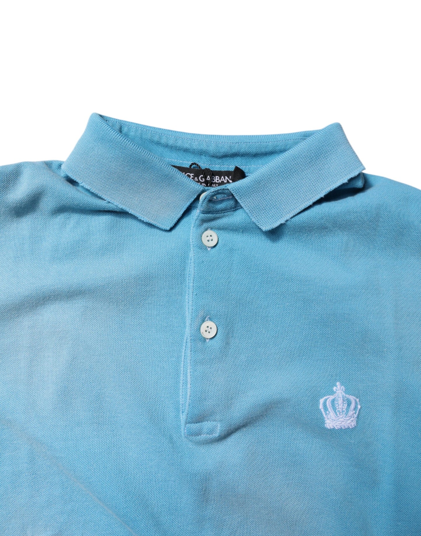 Dolce & Gabbana Blue Cotton Crown Collared Men Polo T-shirt