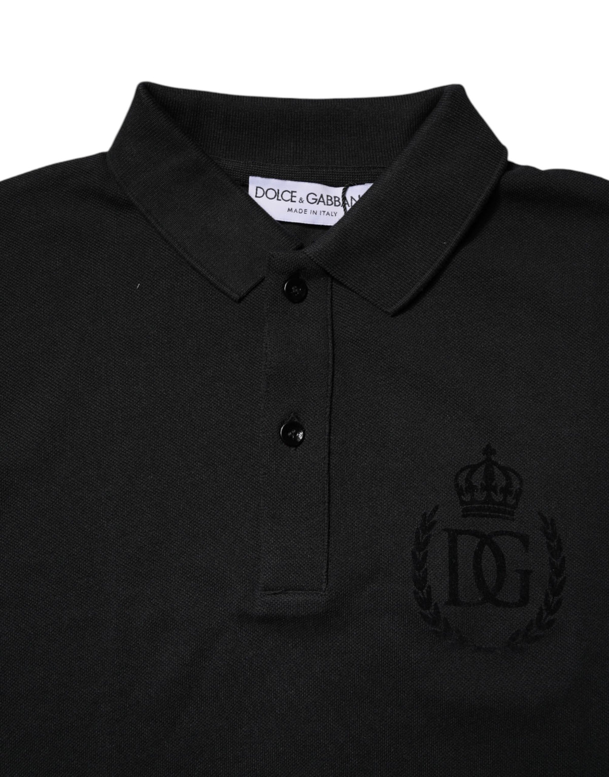 Dolce &amp; Gabbana – Schwarzes Poloshirt aus Baumwolle mit DG-Logo und Kragen