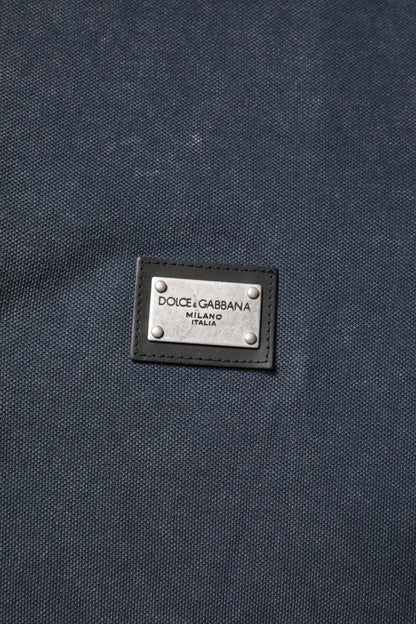 Dolce &amp; Gabbana Dunkelblaues Poloshirt aus Baumwolle mit Logo-Plakette für Herren