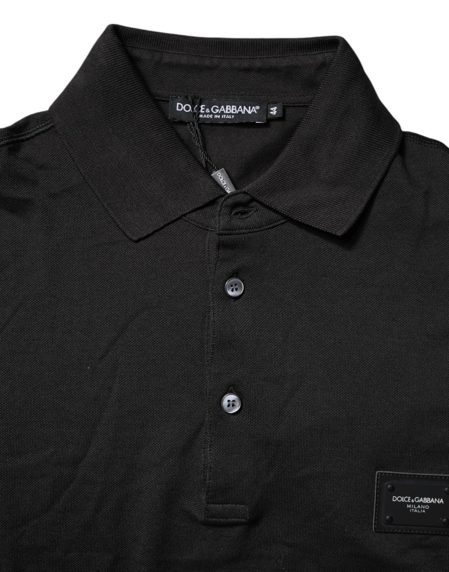 Dolce &amp; Gabbana Dunkelgraues Poloshirt aus Baumwolle mit Logo-Plakette für Herren
