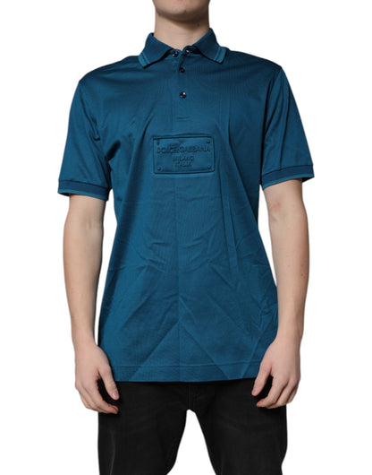 Dolce &amp; Gabbana Blaues Poloshirt aus Baumwolle mit Logo für Herren