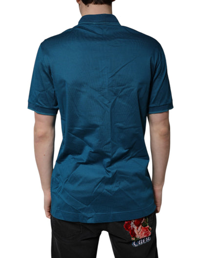 Dolce &amp; Gabbana Blaues Poloshirt aus Baumwolle mit Logo für Herren