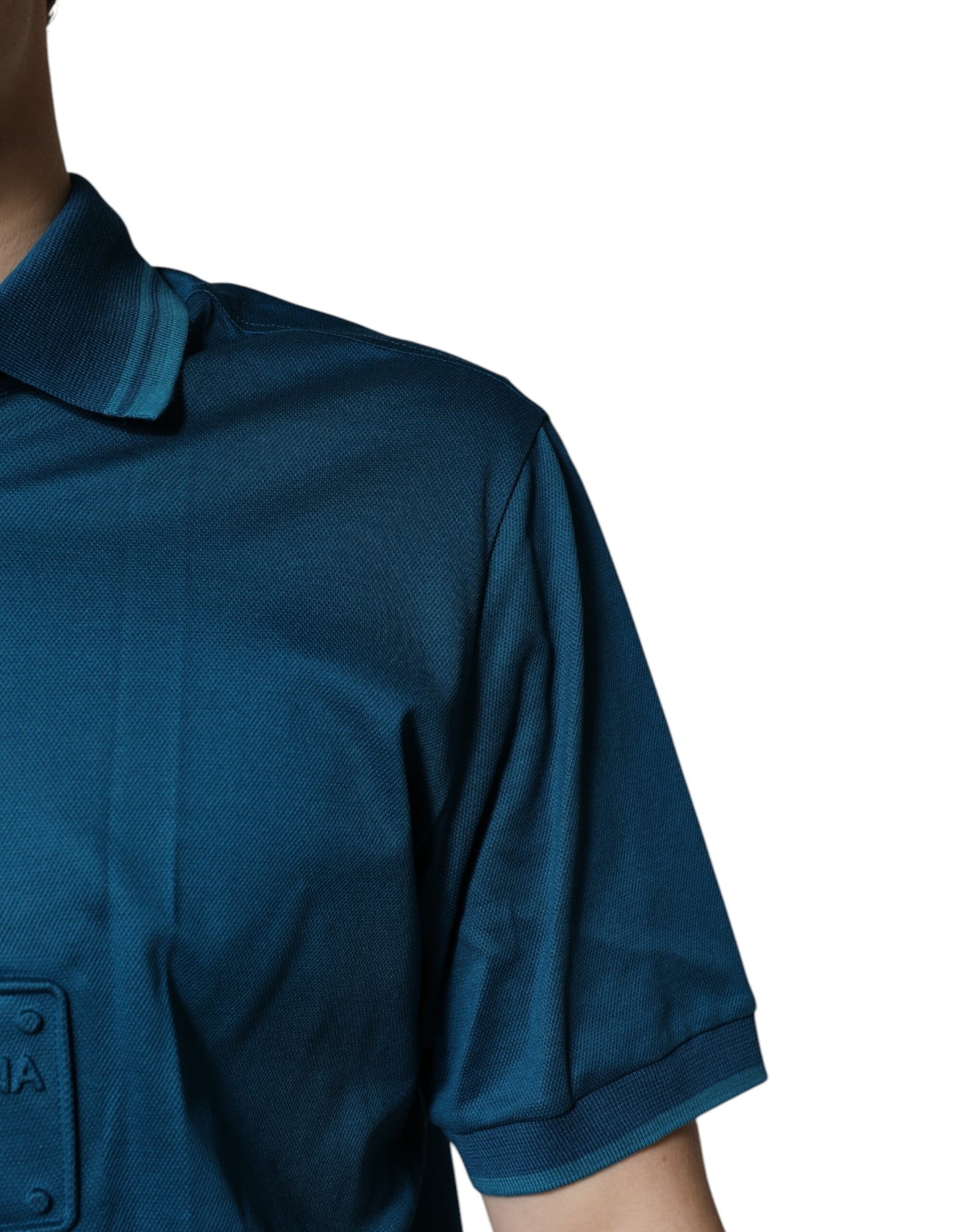 Dolce &amp; Gabbana Blaues Poloshirt aus Baumwolle mit Logo für Herren