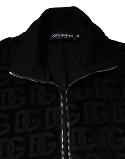Dolce &amp; Gabbana – Schwarze Bomberjacke mit durchgehendem Reißverschluss und Logo-Monogramm