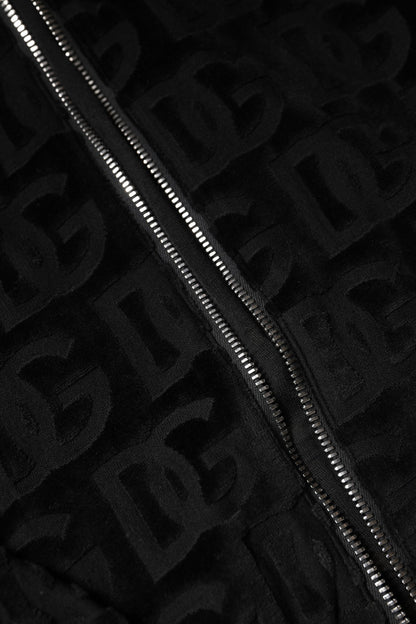 Dolce &amp; Gabbana – Schwarze Bomberjacke mit durchgehendem Reißverschluss und Logo-Monogramm