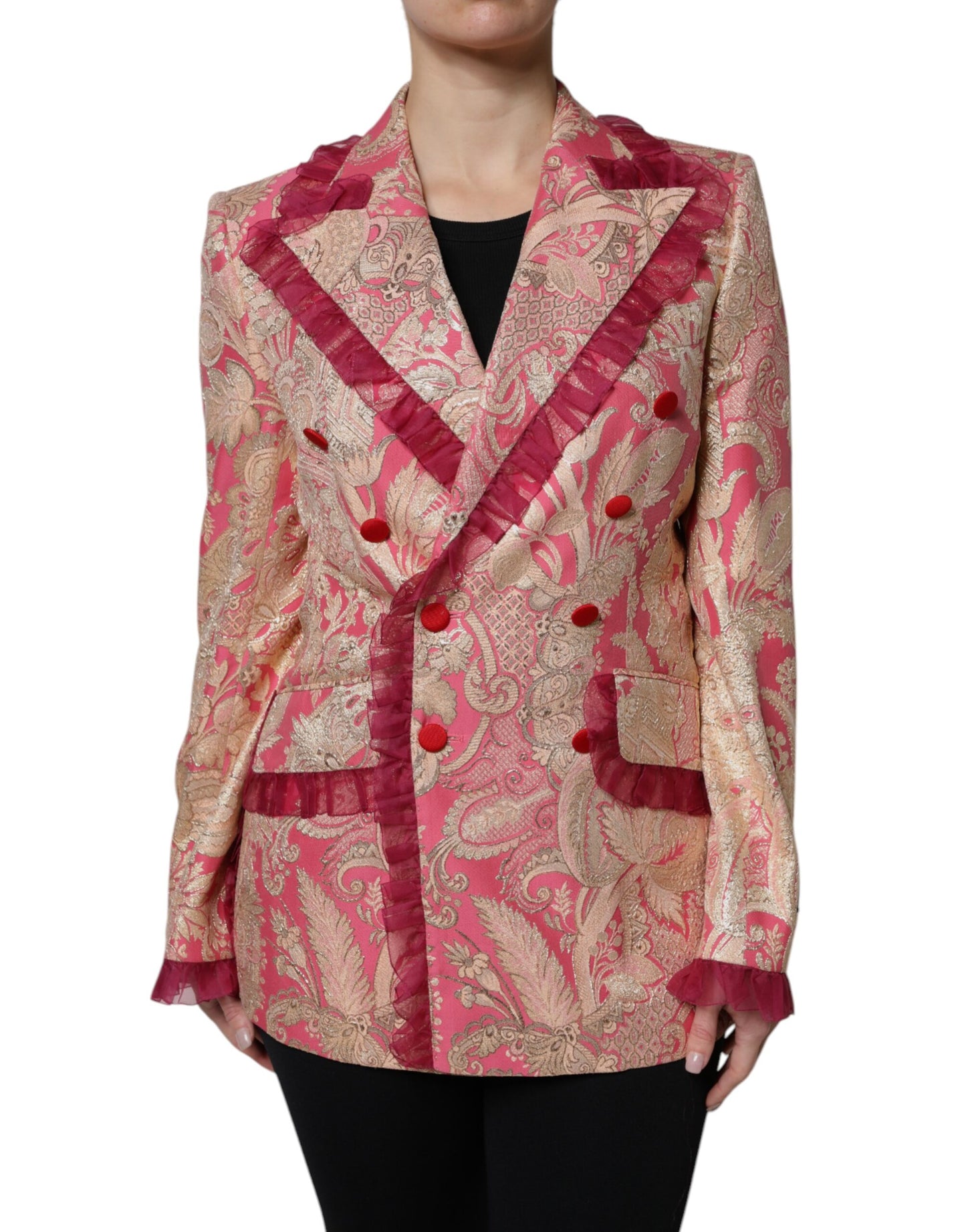 Dolce &amp; Gabbana – Blazerjacke aus Jacquard-Nylon in Roségold