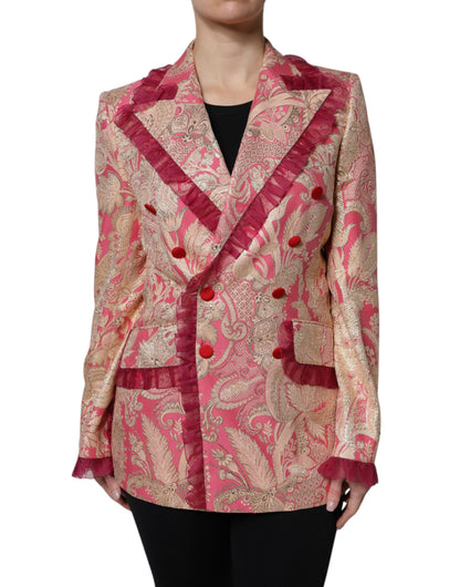 Dolce &amp; Gabbana – Blazerjacke aus Jacquard-Nylon in Roségold