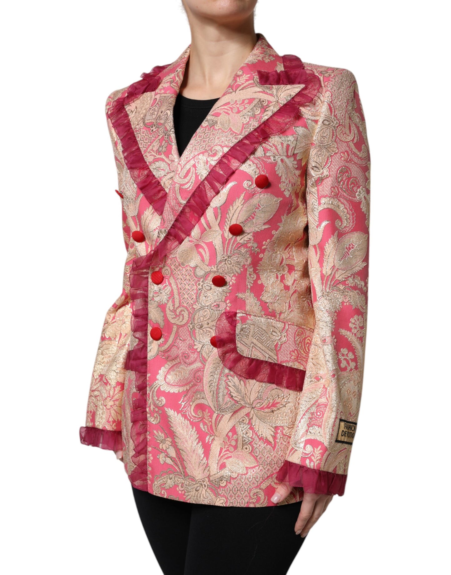 Dolce &amp; Gabbana – Blazerjacke aus Jacquard-Nylon in Roségold