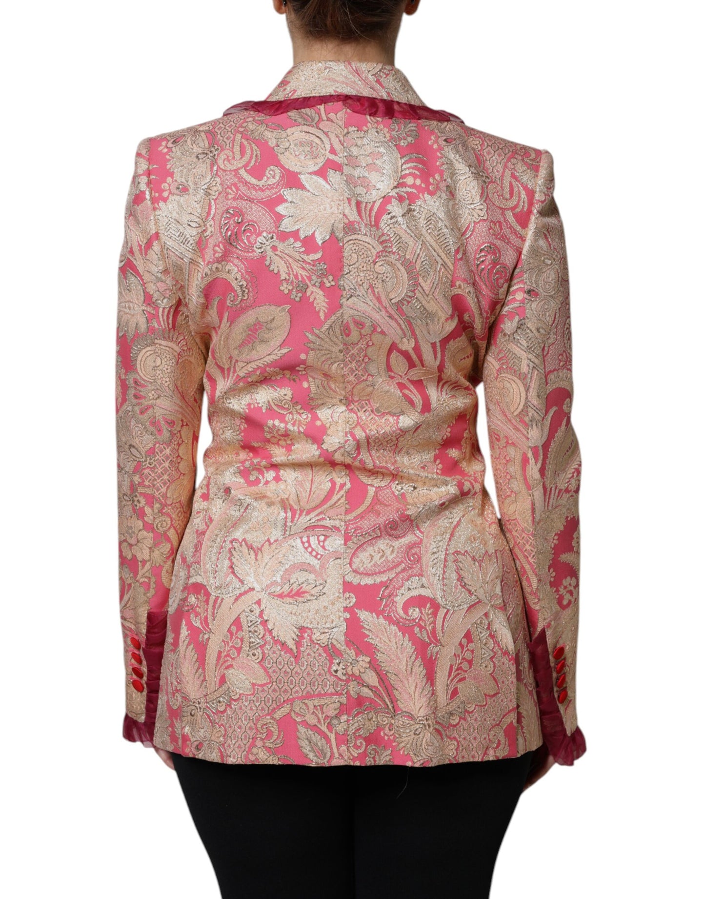 Dolce &amp; Gabbana – Blazerjacke aus Jacquard-Nylon in Roségold