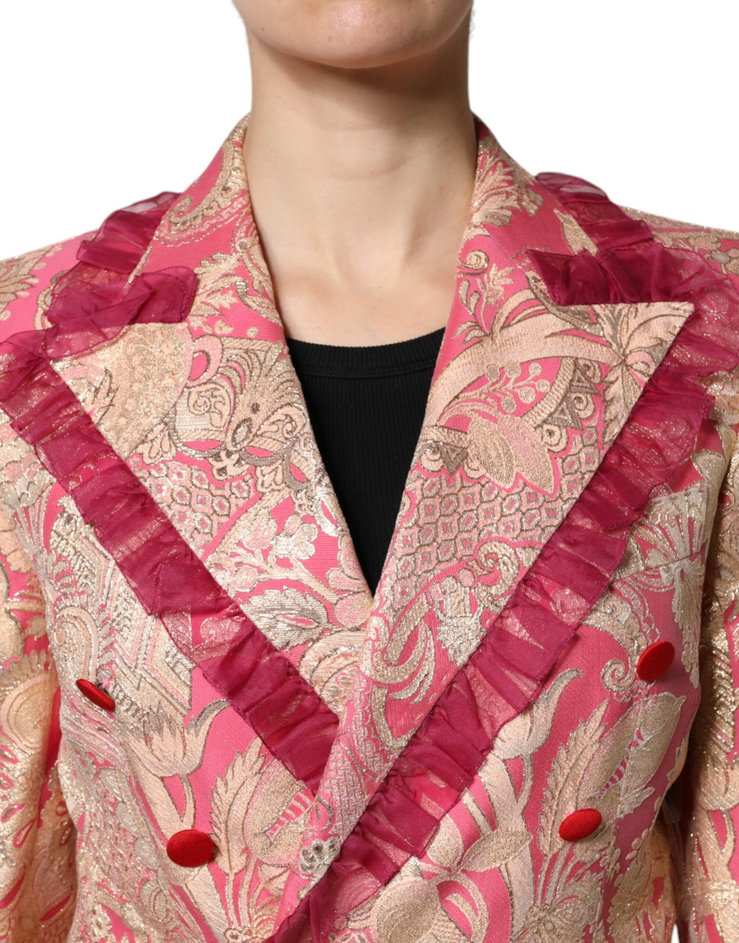 Dolce &amp; Gabbana – Blazerjacke aus Jacquard-Nylon in Roségold