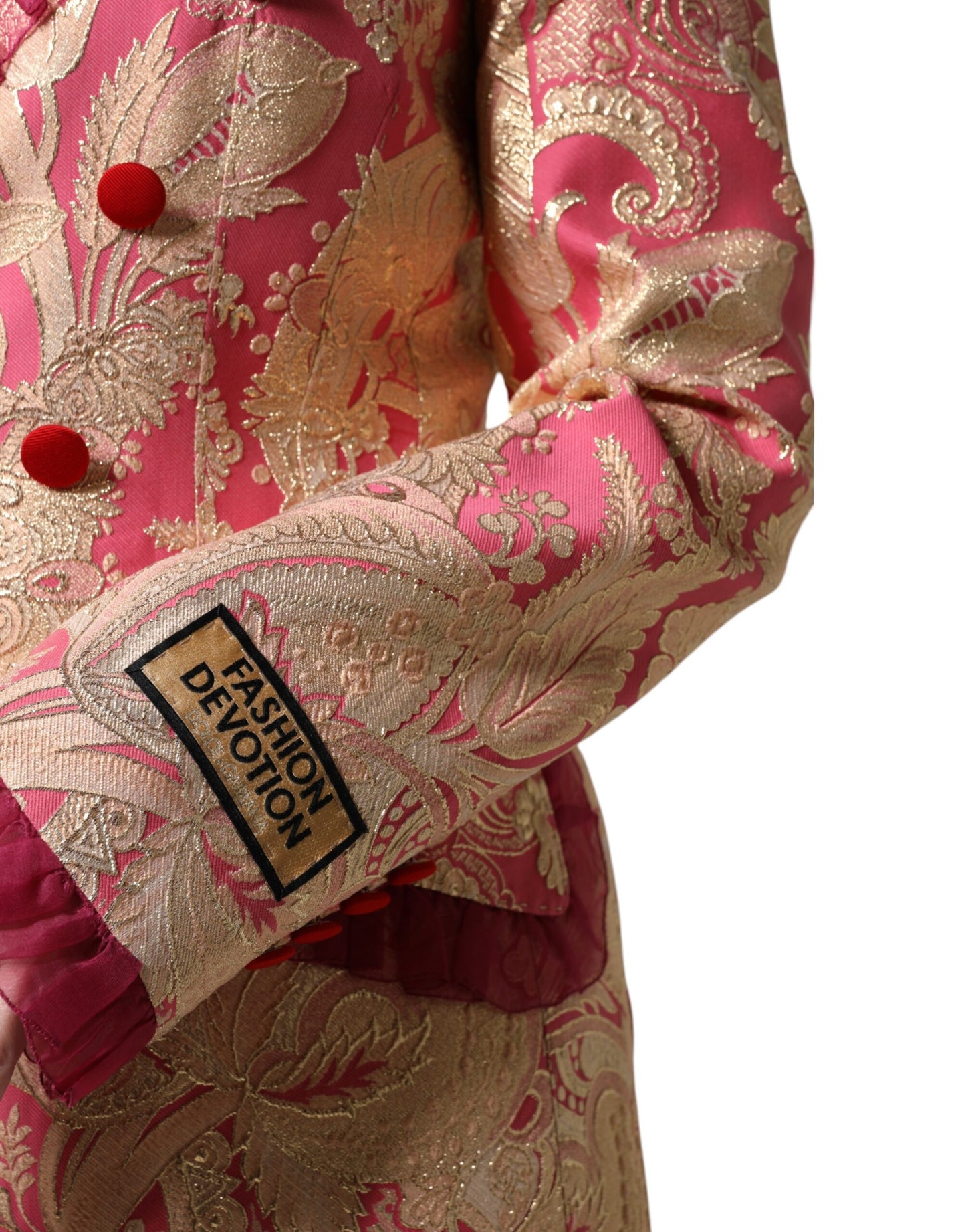 Dolce &amp; Gabbana – Blazerjacke aus Jacquard-Nylon in Roségold