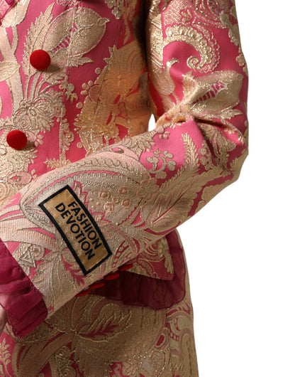 Dolce &amp; Gabbana – Blazerjacke aus Jacquard-Nylon in Roségold