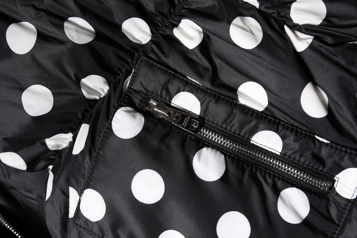 Dolce &amp; Gabbana – Pufferjacke mit durchgehendem Reißverschluss und Punkten in Schwarz und Weiß