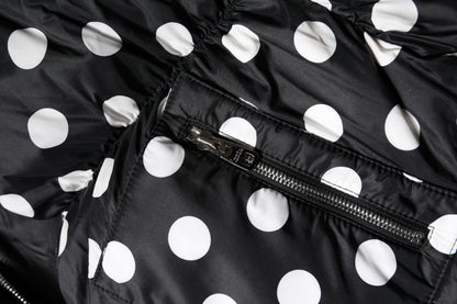 Dolce &amp; Gabbana – Pufferjacke mit durchgehendem Reißverschluss und Punkten in Schwarz und Weiß