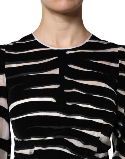 Dolce &amp; Gabbana – A-Linien-Etui-Minikleid mit Zebramuster in Schwarz und Weiß