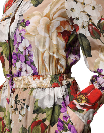 Dolce &amp; Gabbana – Mehrfarbiges Jumpsuit-Kleid mit weitem Bein und Blumenmuster