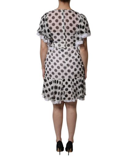 Dolce &amp; Gabbana – A-Linien-Kleid aus Seidenmischung mit weißen Punkten
