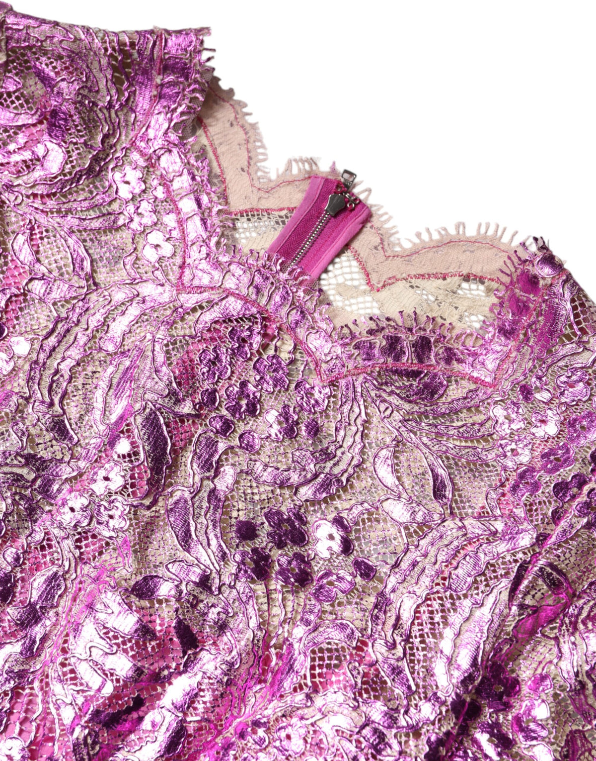 Dolce &amp; Gabbana – Mini-Etuikleid mit Blumenmuster in Metallic-Fuchsia