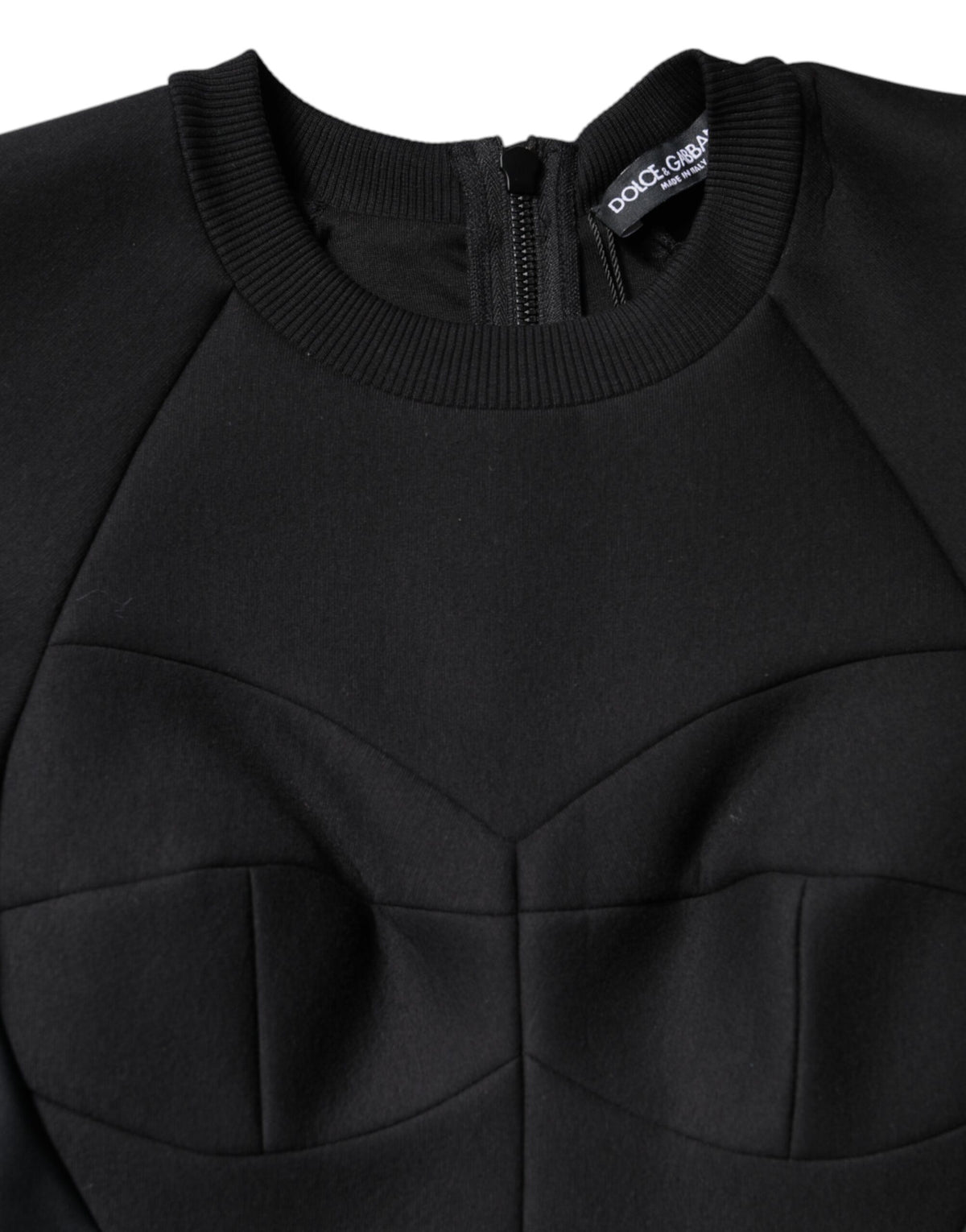 Dolce &amp; Gabbana – Schwarzes, langärmliges Minikleid in A-Linie aus Baumwolle