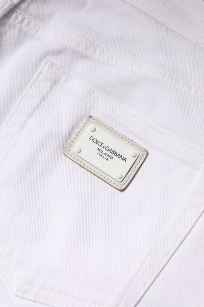 Dolce & Gabbana White Cotton Mid Waist Skinny Denim Jeans