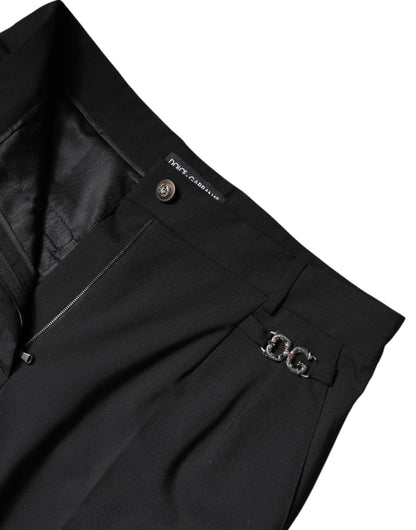 Dolce & Gabbana Black Polyester High Waist Dress Pants